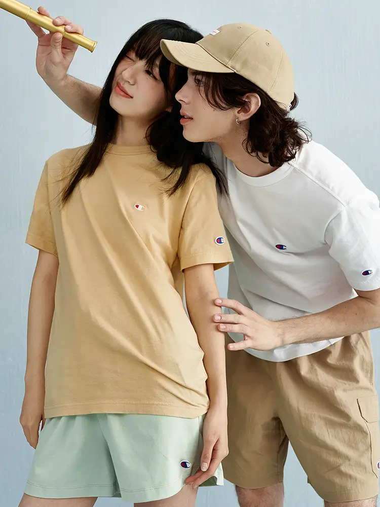 Champion Champion Couple pure cotton Short Sleeve T-Shirt 2025 Summer New arrival Men's American Style Embroider Small C American Style Trendy