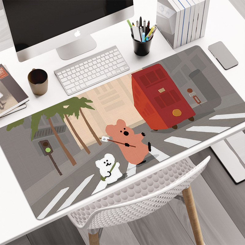 Persimmon Pepper Bear Mouse Pad Large Cute Cartoon Office Desk Mat Making Computer Keyboard Pad Student Dormitory Desk
