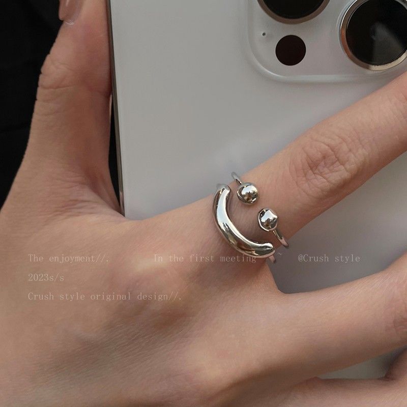 Ins-Style Smiley Face Open Ring Wholesale Fashion Simple Personality Versatile Index Finger Ring Niche Design Ring for Women