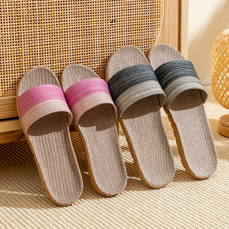 Linen Slippers Home Thick Bottom Straw Men's and Women's Sandals and Slippers Home Indoor Non-smelly Foot Non-slip Summer Wholesale