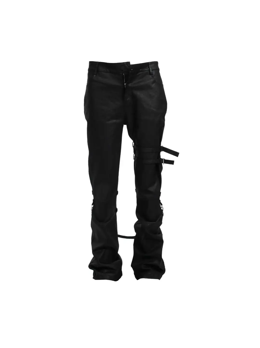 Fromtheisland (Fti) Strap Velcro Coated Denim Wax Pants Streamer Iori Bootcut Pants Punk Style