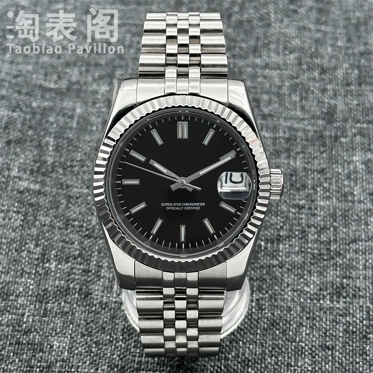 36Mm/39Mm Dog Tooth Ring S Log 3-Point Clock Calendar Sapphire Glass Nh35 Automatic Movement Men Watch