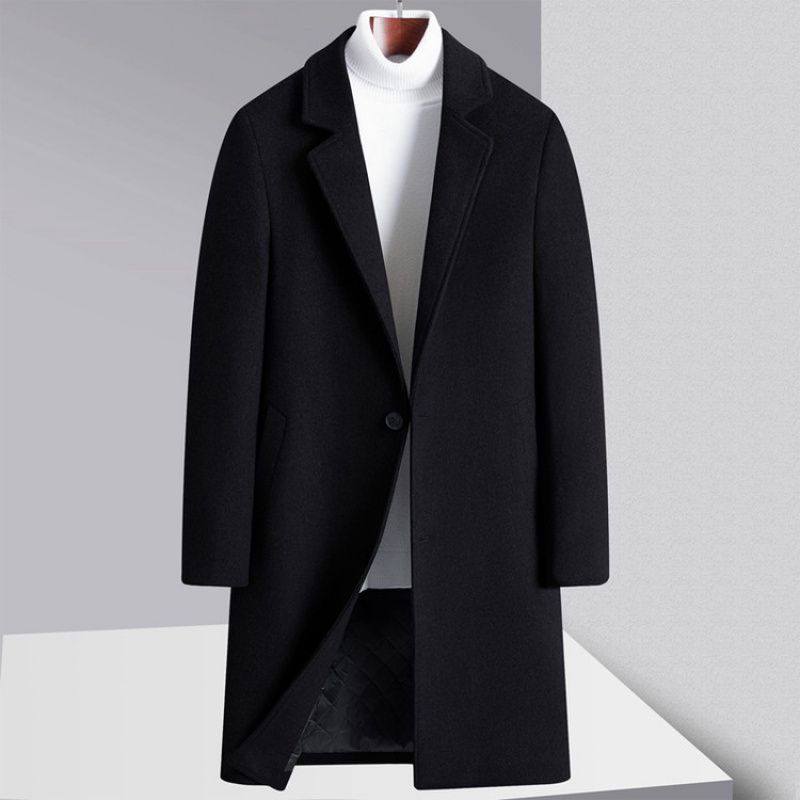 2025 Winter New Men's Coat, Light Luxury Business Woolen Mid-Length Overcoat, Young and Middle-Aged Men's Trench Coat