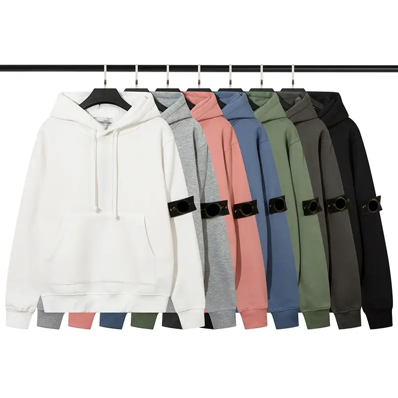 STONE STONE Fashion Trendy Unisex Classic LOGO Armband Casual Easiest for match Hooded Long sleeves Sweatshirt