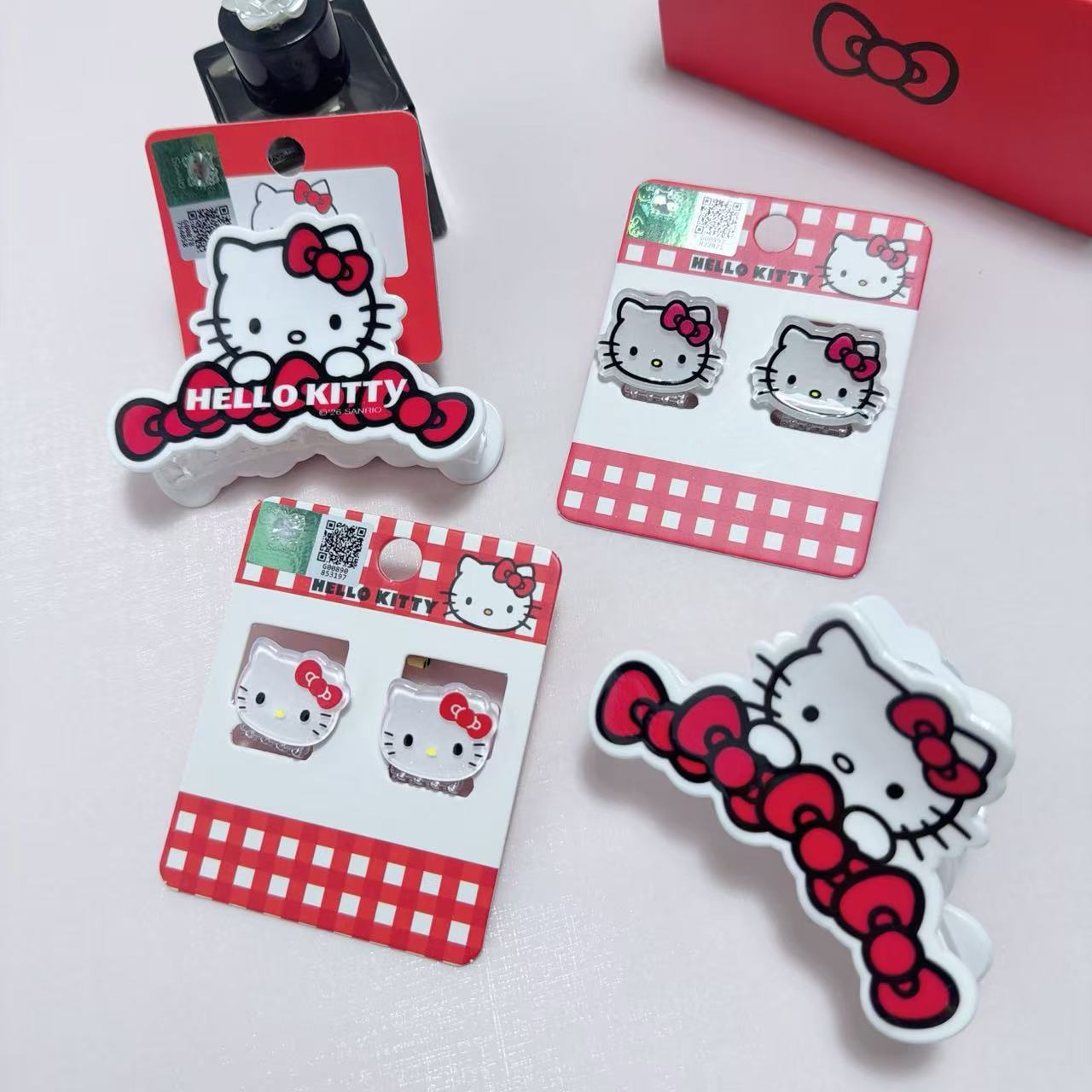 Officially Licensed Sanrio Hello Kitty Red Bow Cute Cartoon Hair Clip