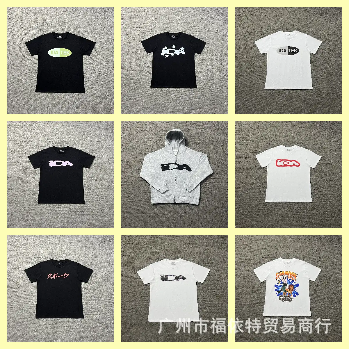Cross-border Foreign Trade US Tide IDA Series Cartoon Cartoon Letter Printing Loose Short-sleeved T-shirt Men's and Women's Summer
