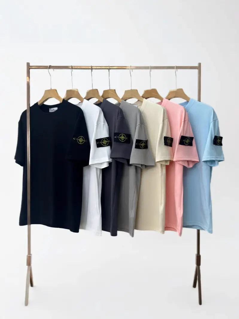Cross-Border Export New 25 Stone Summer Casual T-Shirt for Men and Women Couples Stone Classic Compass Embroidered Short Sleeves