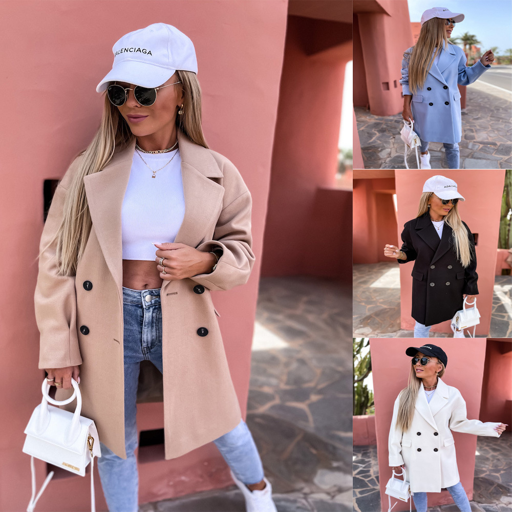 Independent Platform Amazon Cross-Border Women's Clothing Hot-Selling Suit Collar Fashionable Woolen Coat 2026 Autumn and Winter New Women's Jacket
