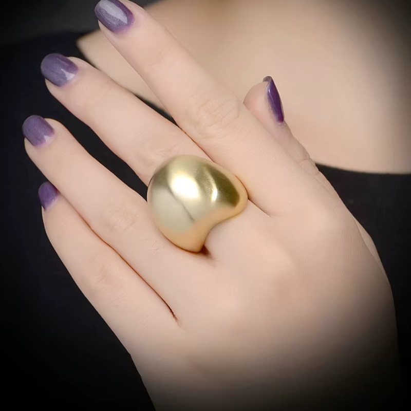 Ins Style Asymmetrical Fashion Ring 18K Gold Women's Index Finger Brushed Ring Accessible Luxury Party Jewelry Manufacturer Direct Sale