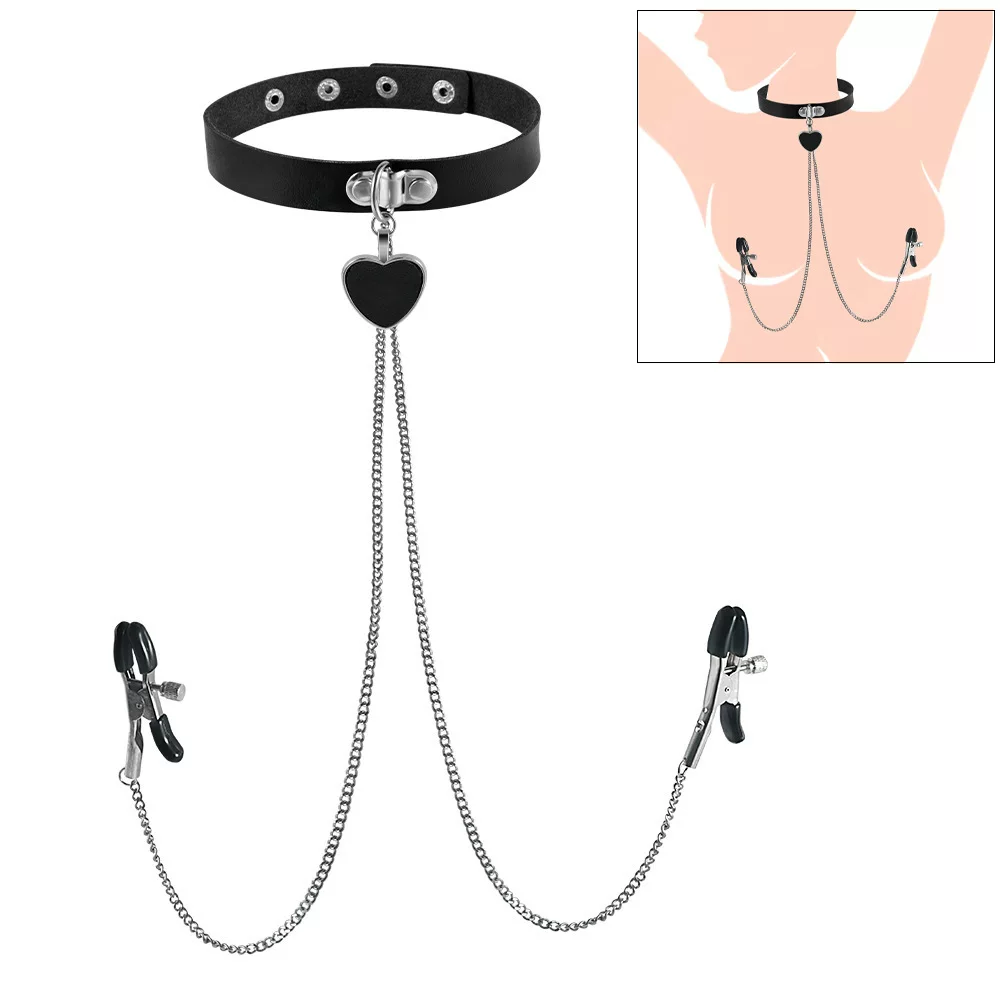 Collar Nipple Clamp Integrated Leash Sex Toy Nipple Chain Nipple Clamp Nipple Necklace Adjustable Sm Props Puppy