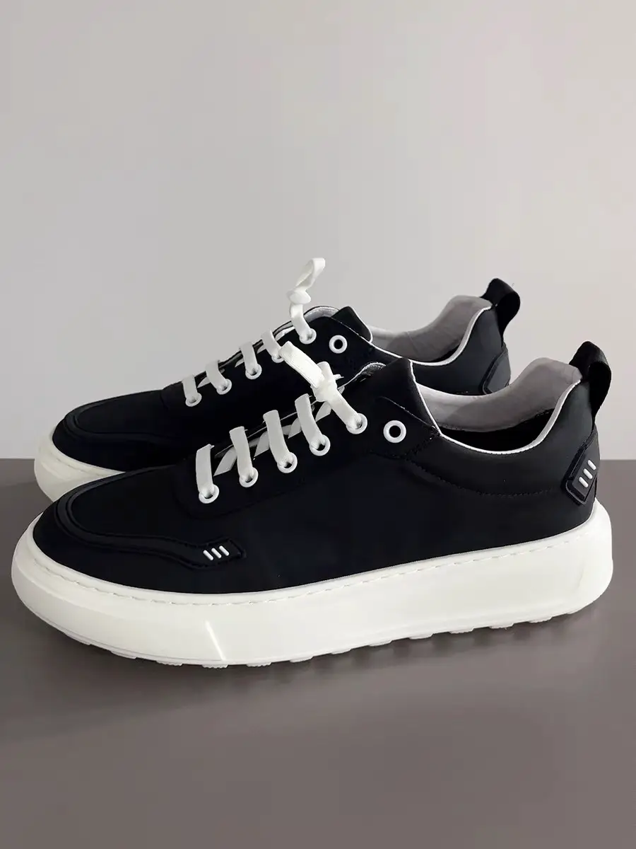 European Station Classy Men's Shoes Genuine Leather Breathable Cloth Shoes 2024 Autum Trendy Fashion Casual Shoes Thick Sole Lightweight Sneakers