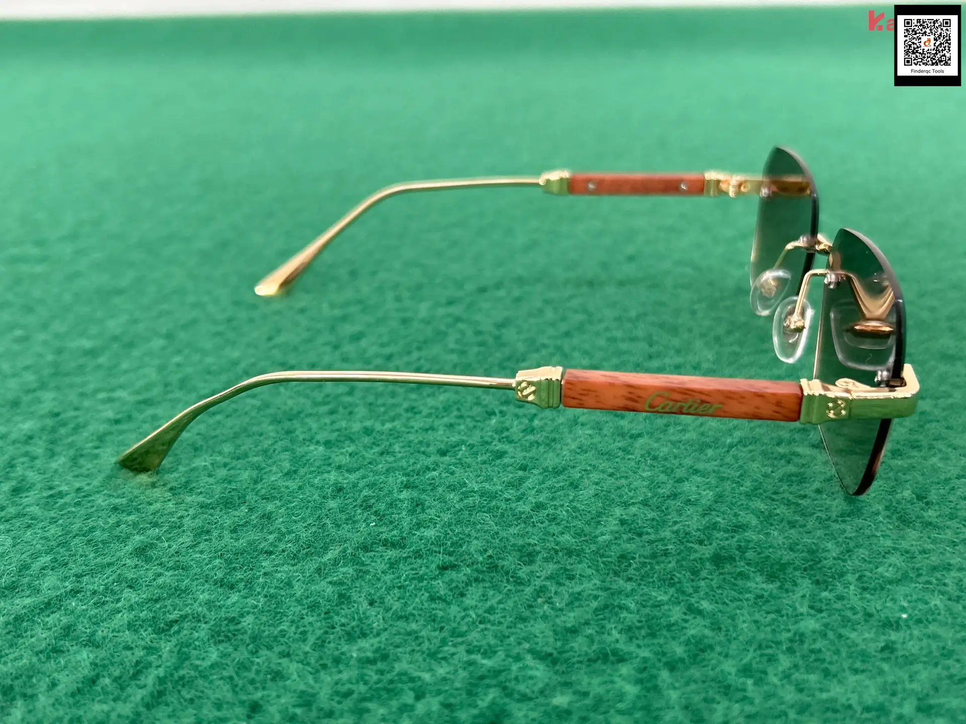 Cartier Rimless Sunglasses Gold Wood