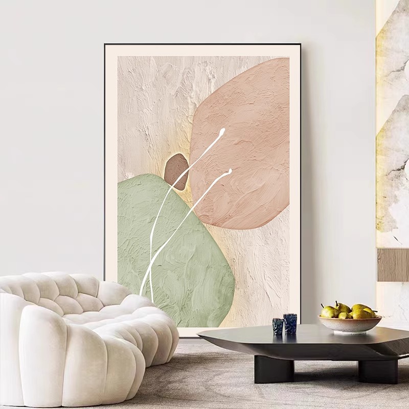 Sofa Background Wall Decorative Painting Cream Style Modern Simple Art Morandi Abstract Living Room Hanging Painting Floor Painting