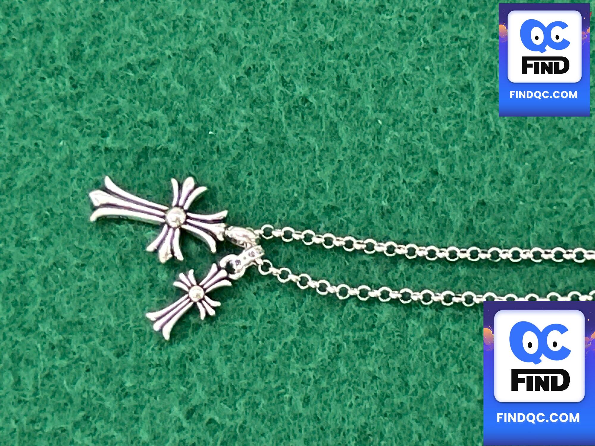 Ch Crouchun's New Double Cross Retro Old Necklace Internet Celebrity's Same Fashion Trendy Versatile for Men and Women Couples — QC-foto 3