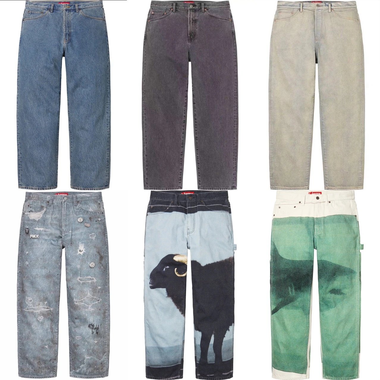RF.SUP潮牌Jeans pants 潮牌数码3d印花宽松牛仔裤长裤-4901