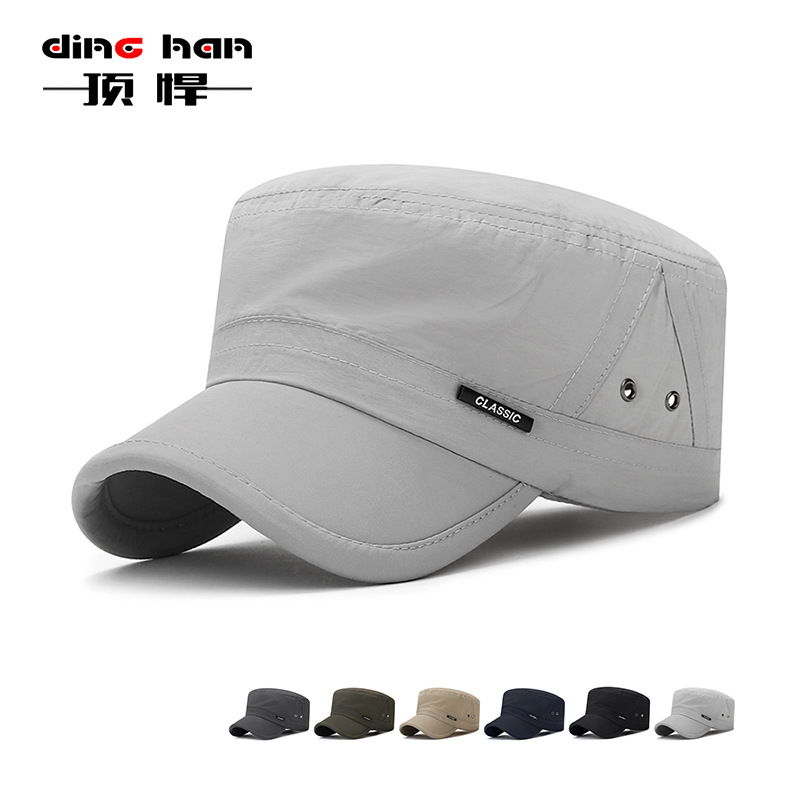Summer new men's hat quick-drying flat top hat spring summer sun protection hat lightweight breathable peaked cap