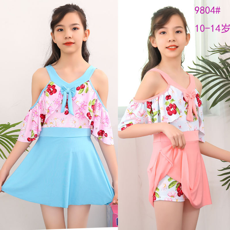 Wholesale New one-piece Children's swimsuit cute cartoon pattern plus size children's swimsuit (10-14 years old) 9804