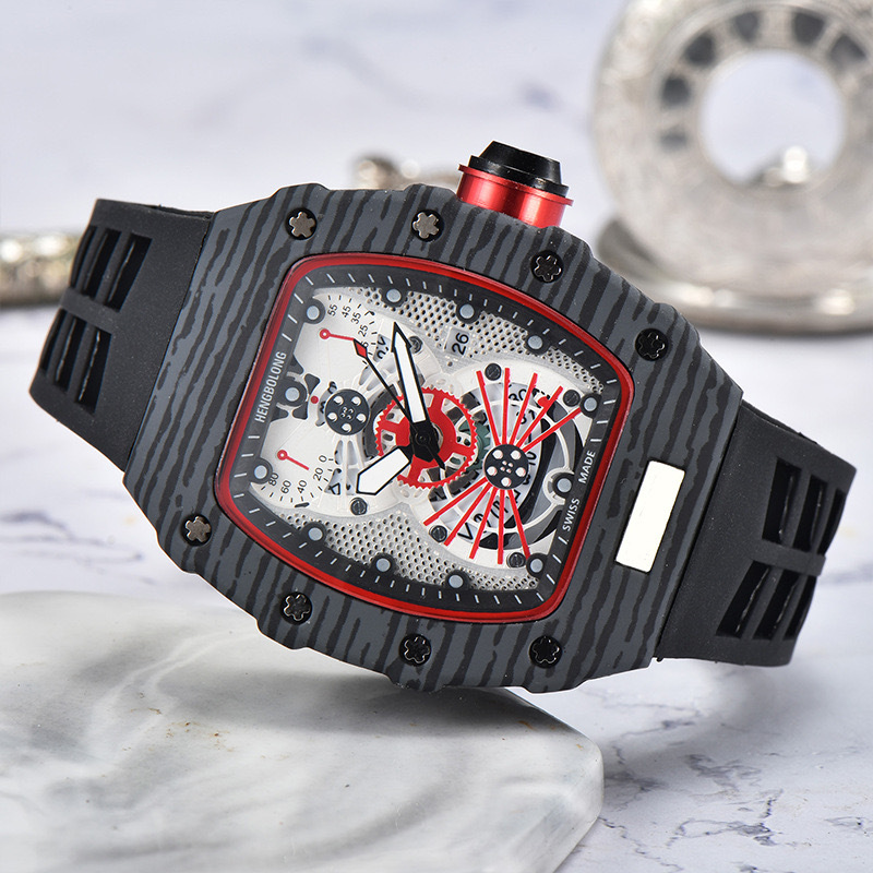 Hengbolong wood grain hollow men's watch new fashion business barrel quartz watch net red watch wholesale