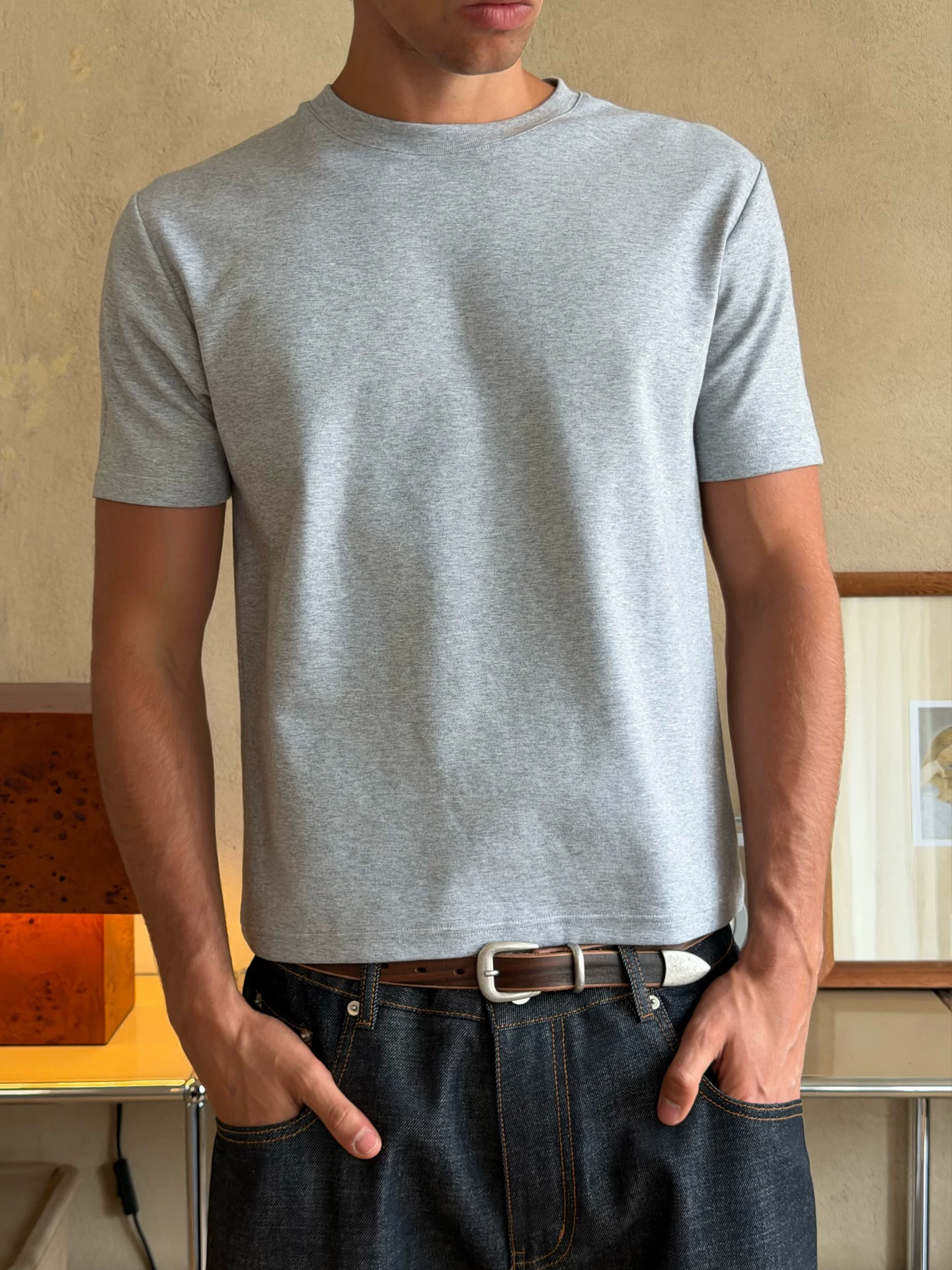 Blank Map American Style Slim Fit Short Slim-Fit T-Shirt with Elastic Small Neckline and Regular Shoulder Short Sleeves for Men