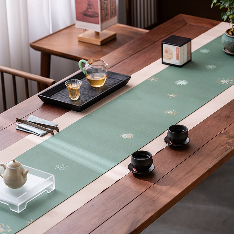 Brocade tea mat wholesale Zen tea tablecloth home high-end national style tea table fabric waterproof non-slip long table runner