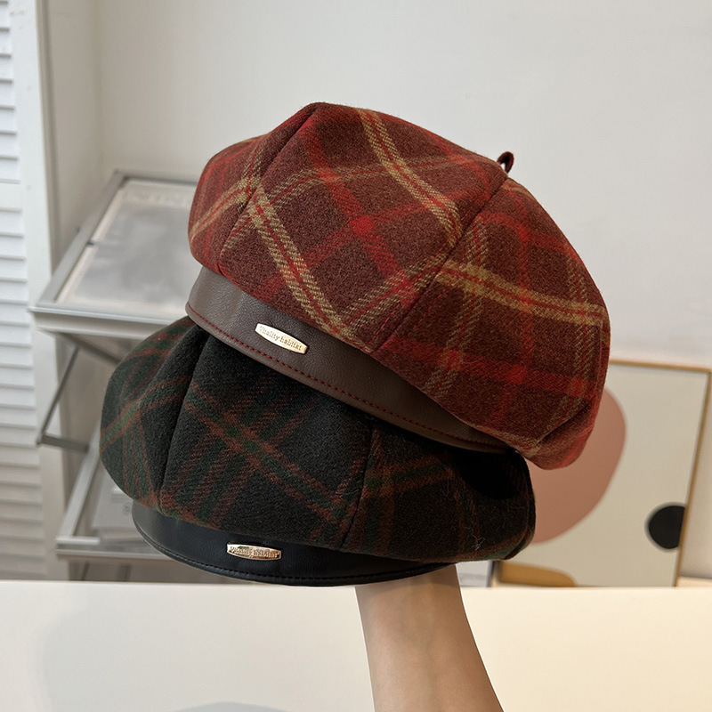 Artist Hat Retro Street Style Beret for Women Autumn and Winter Trendy British Octagonal Hat Casual Beret