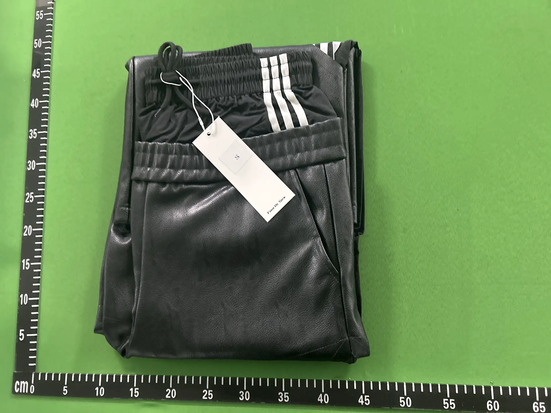 Fouth3ex 25FW Three Bar Double Waist Head Leather Pants for Men Autumn/Winter Color Contrast Striped Black Casual Wide Leg Pants