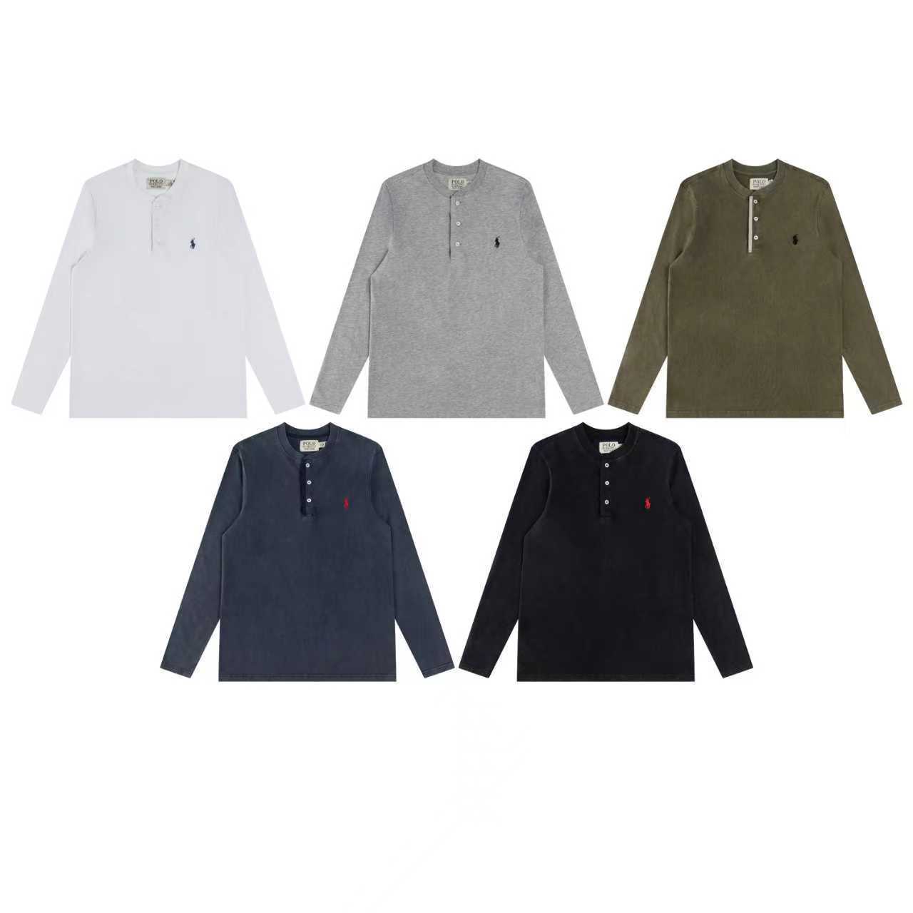 Brushed Heavy-Duty Distressed Washed Thin Sweatshirt Rl Raff Open-Chest Horse Logo High-Quality Henry Long-Sleeve Base White QC-foto från 1688 på Qualit.ly