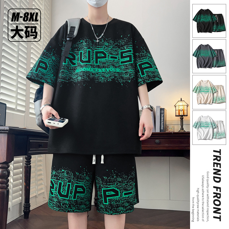 Short-Sleeved Suit for Men 2026 Summer Shorts Trendy Japanese Style Loose Versatile Sporty Design Two-Piece Set Plus Size