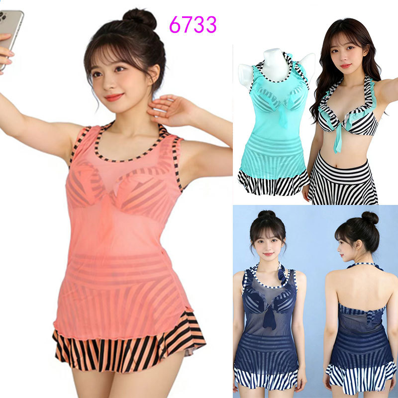 New Style Swimsuit 6733 Underwire Three-Piece Bikini Set with Fashionable Safety Shorts Women's Swimwear Wholesale Swimwear
