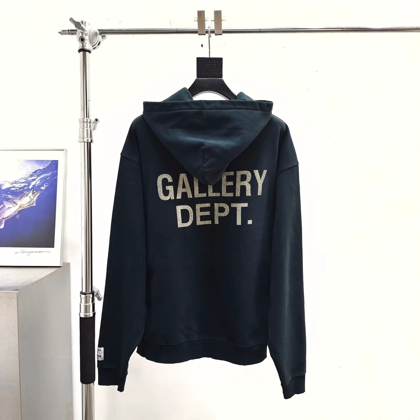 Gallery Dept Front and Back Logo Black Os Hoodie Sweatshirt