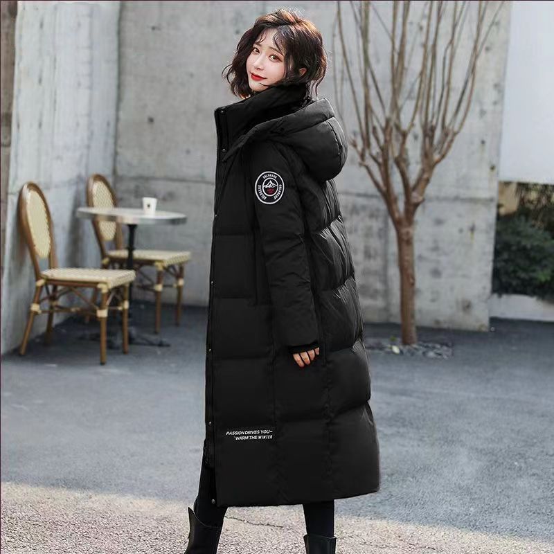 Brand Down Jacket Women's Mid-length 2024 New Korean Style Fashionable Loose Thickened Long Over-the-knee White Duck Down Jacket
