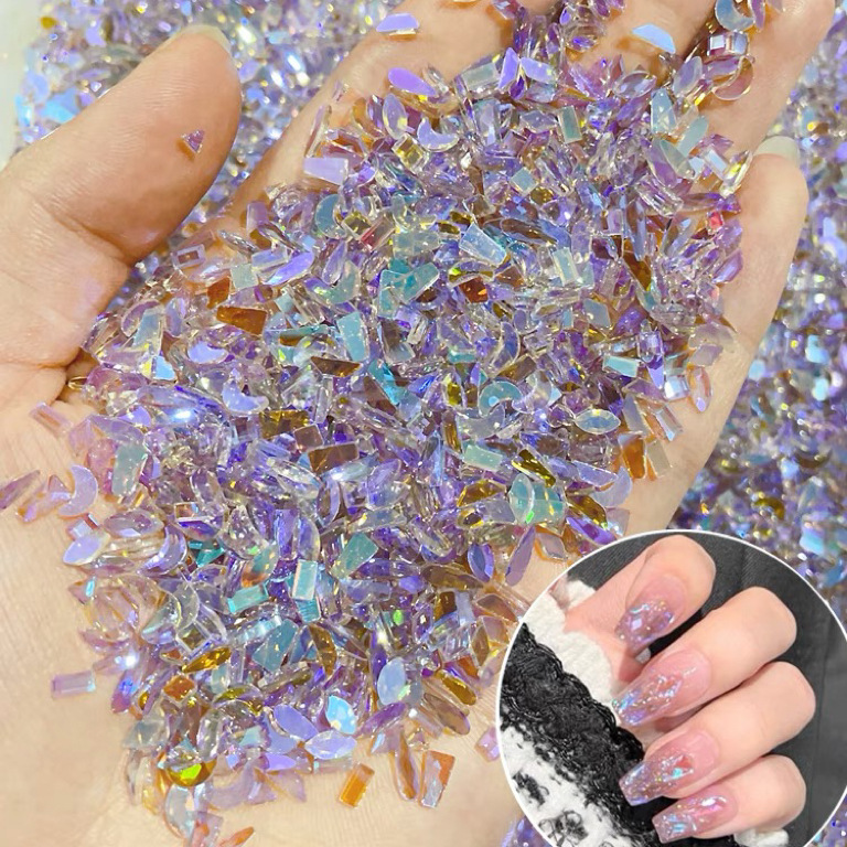 Aurora Phantom of the Opera Purple Flat Special-shaped Diamond Mini small size Warm Spirit Diamond Cross-border k9 Glass Nail Jewelry Wholesale