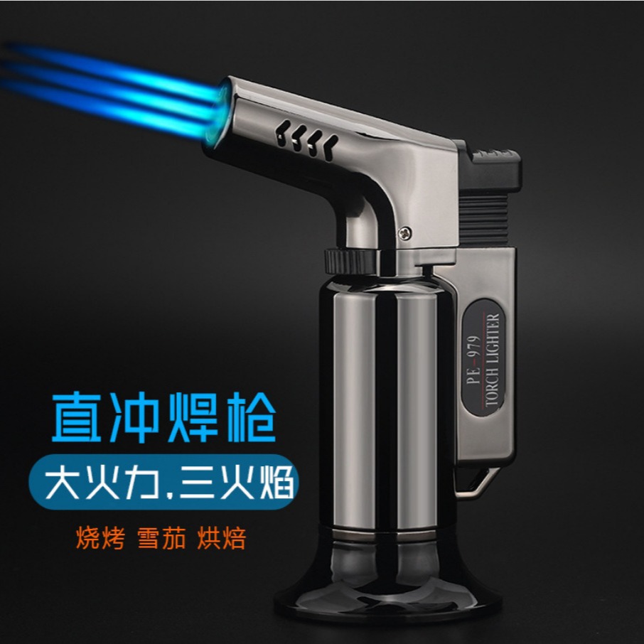 Cross-Border Popular Three-Way Direct Jet Welding Torch Outdoor High-Power Cartridge Flame Gun for Lighting Cigars, Moxibustion, and Lighter