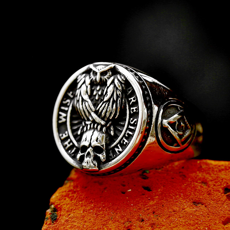 beier Nordic Viking Odin Crow Stainless Steel Ring Jewelry Wholesale Foreign Trade New Retro Titanium Steel Ring