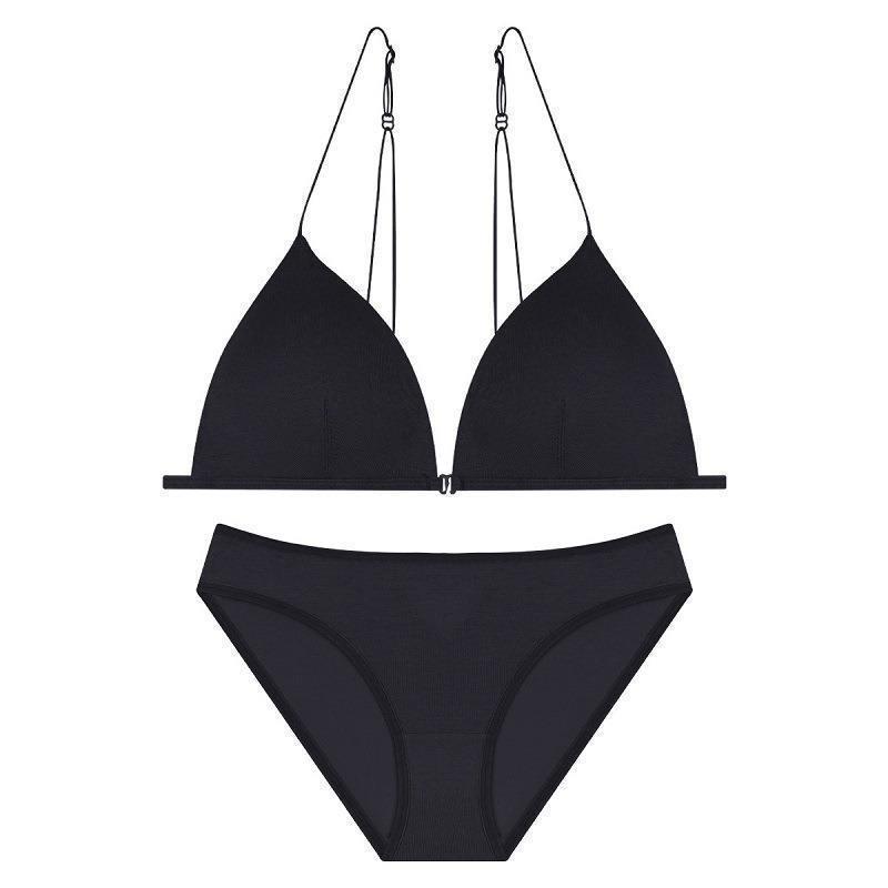 Sexy ladies front buckle without steel ring triangle cup comfortable beautiful back underwear bra set a generation of hair