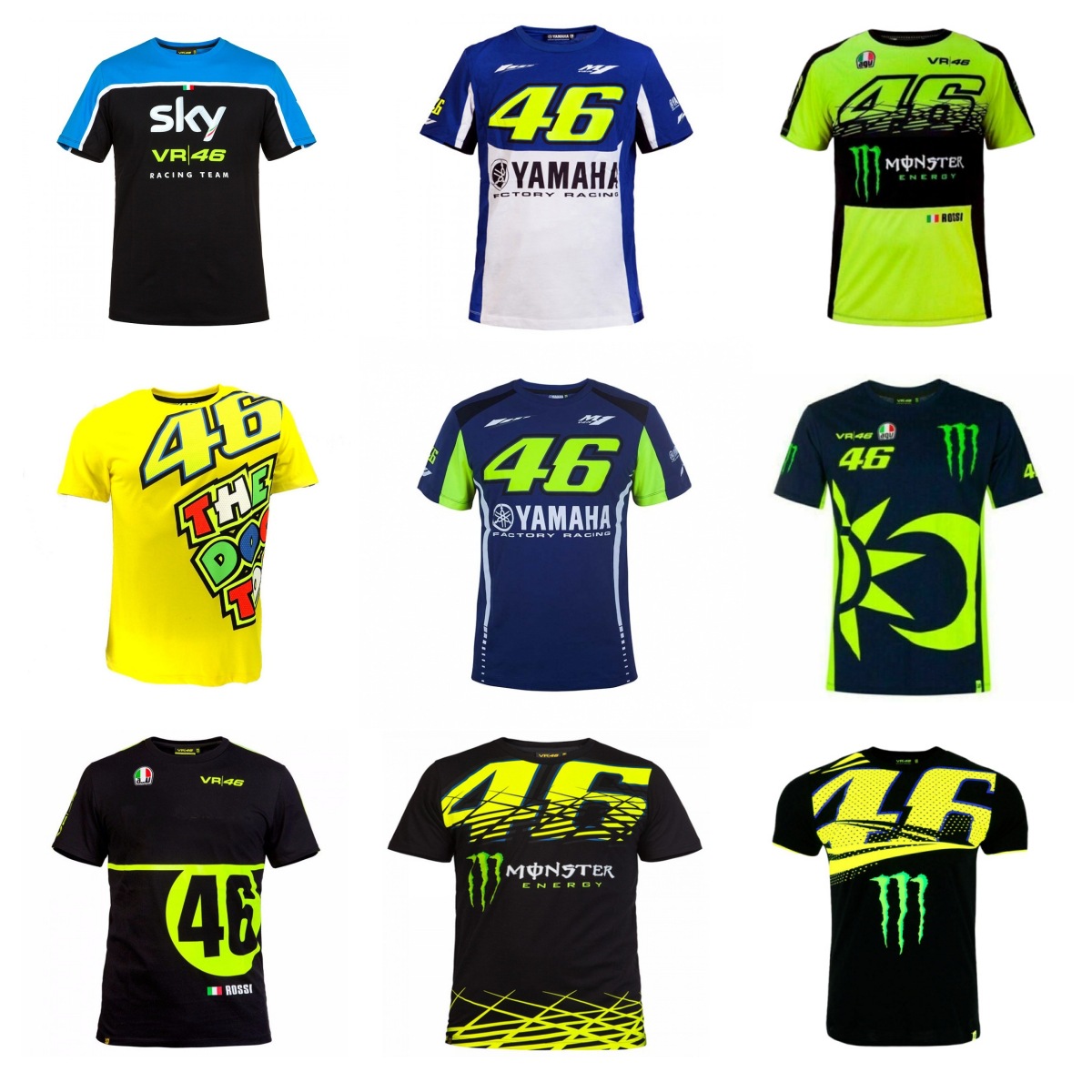 VR46 Rossi Racing T-Shirts QC 照片，来自 1688 Qualit.ly