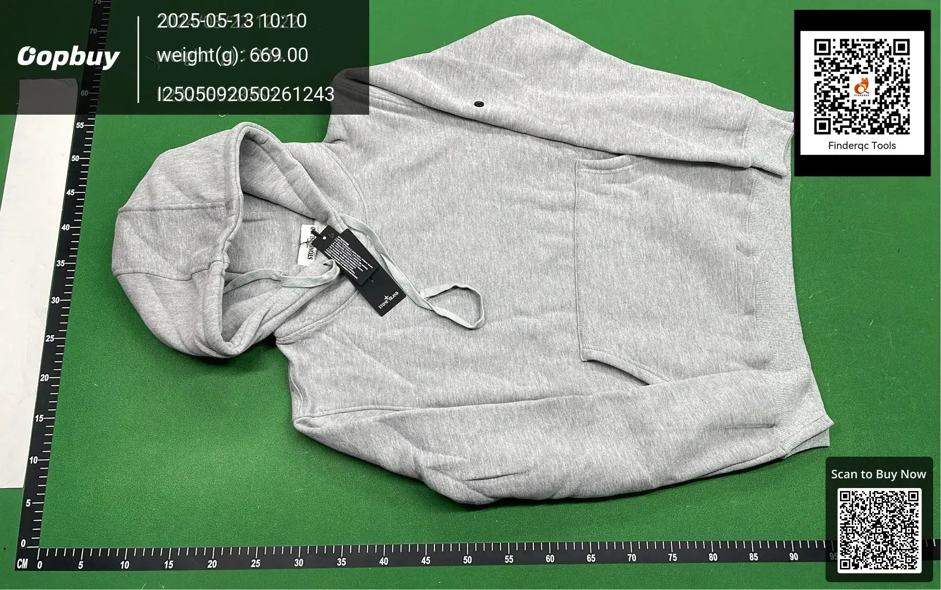 Cross-Border High-Quality Ston Stone New European and American Trendy Brand Pure Color Compass Armband Fleece-Lined Sweatshirt for Men and Women Couples
