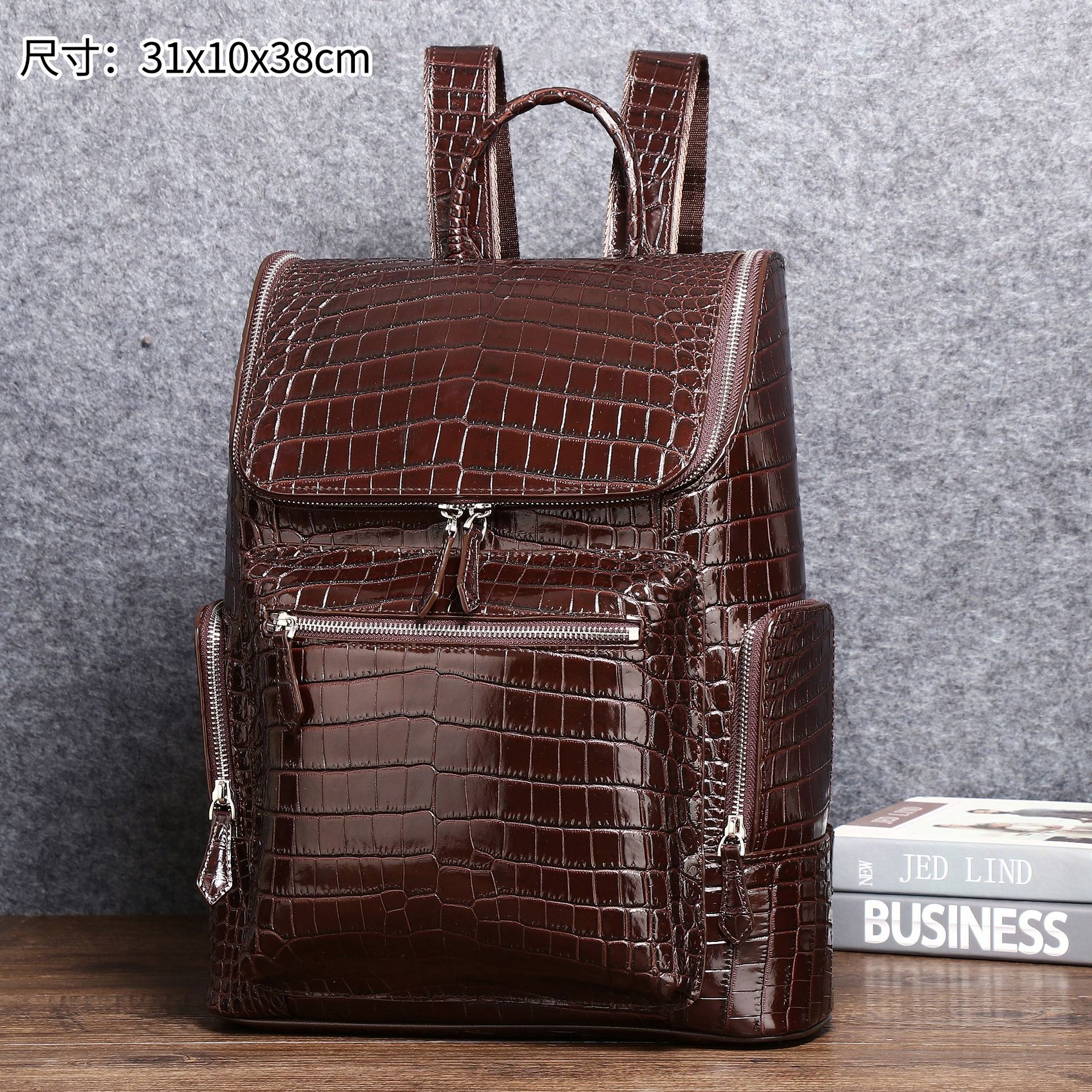 Crocodile Belly Pattern Backpack Classic High-End Backpack Outdoor Large-Capacity Travel Bag Casual School Bag Trendy Wholesale Factory