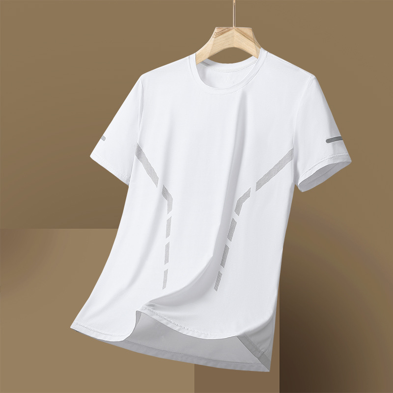 Ice Silk Short-Sleeved Men's T-Shirt 2026 New Summer Thin Outdoor Large Size Quick-Drying T-Shirt Pure Color Sports Top Half-Sleeved