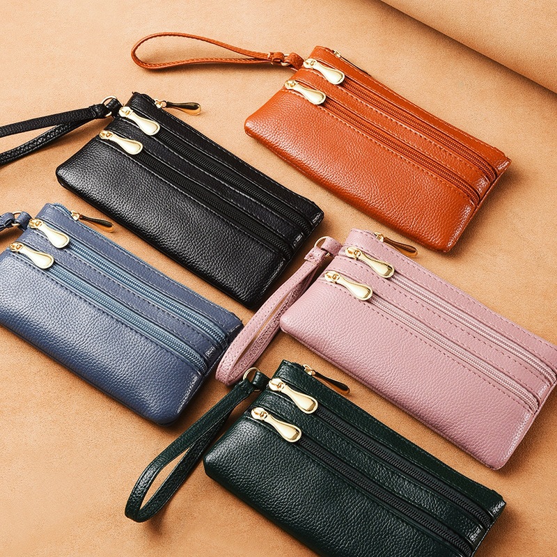 Cross-border Wallet Women's Long Soft Leather Litchi Pattern Clutch Bag Large Capacity Storage Bag Zipper Coin Bag Mobile Phone Bag