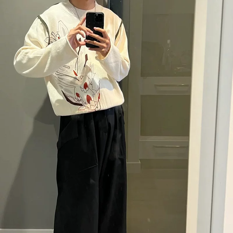 KIKO KOSTADINOV 22SS Autumn New Round Neck Loose Printed White Knitted Sweater Couple Sweater Men QC-foto från TAOBAO på Qualit.ly