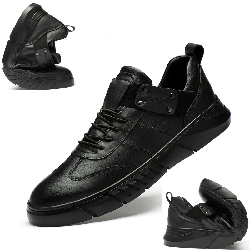 48 Size Black Leather Shoes Men's Cowhide Soft Leather Fashionable Large Size 45 Casual Car Shoes 46 Korean Style All-Match 47 Men's Sneakers