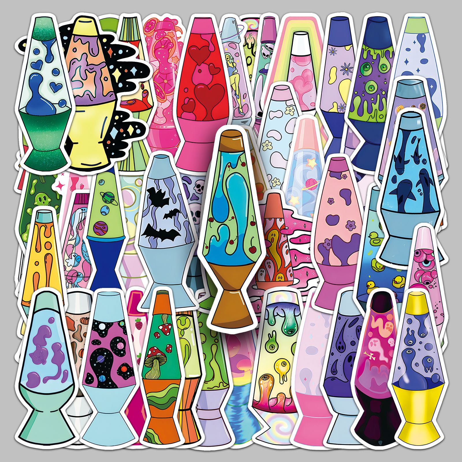 50 pieces of lava lamp sticker cartoon water mother lamp color graffiti creative waterproof decorative water cup hand account sticker wholesale