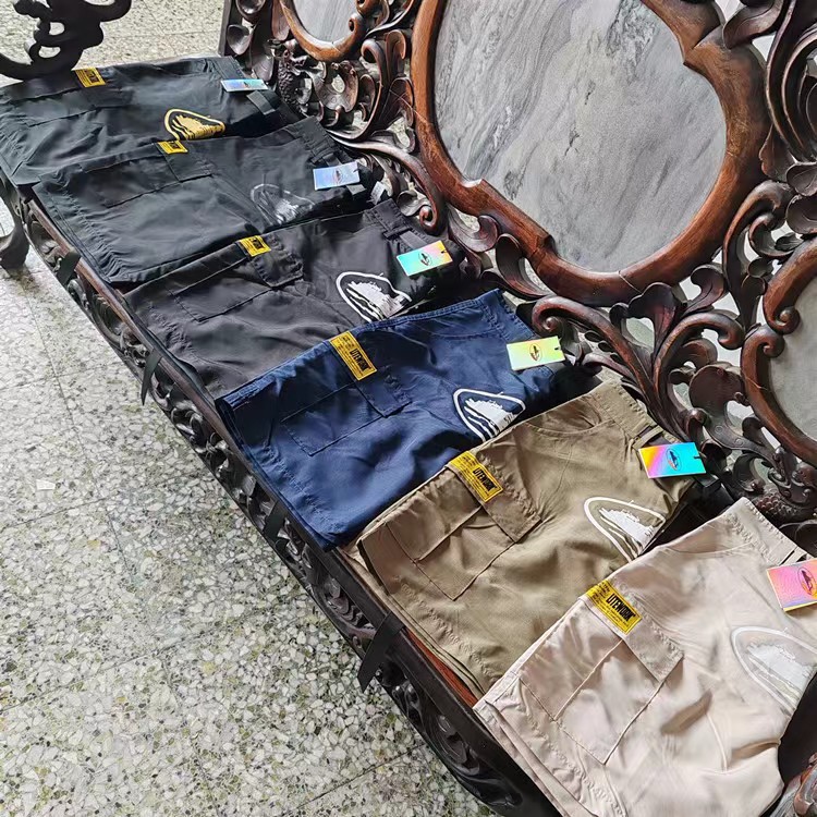 High Street Multi-Pocket Cruise Print Cargo Shorts for Men, Trendy Brand, Summer Loose Fit Men's Shorts