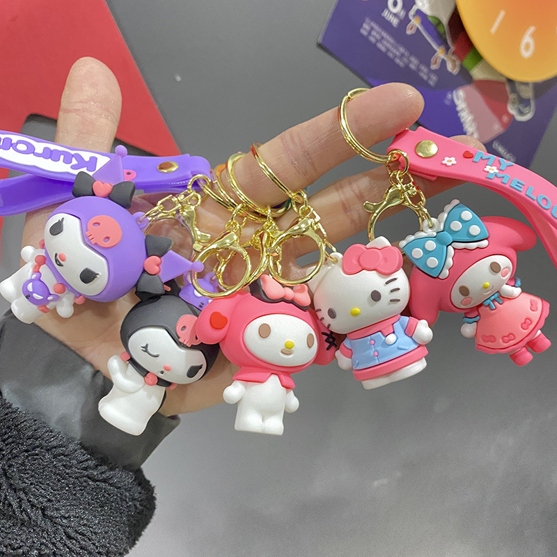 Genuine Sanrio Sweet Cool Kulomi Meruti Keychain Cartoon Cute Schoolbag Pendant Couple Gift Wholesale