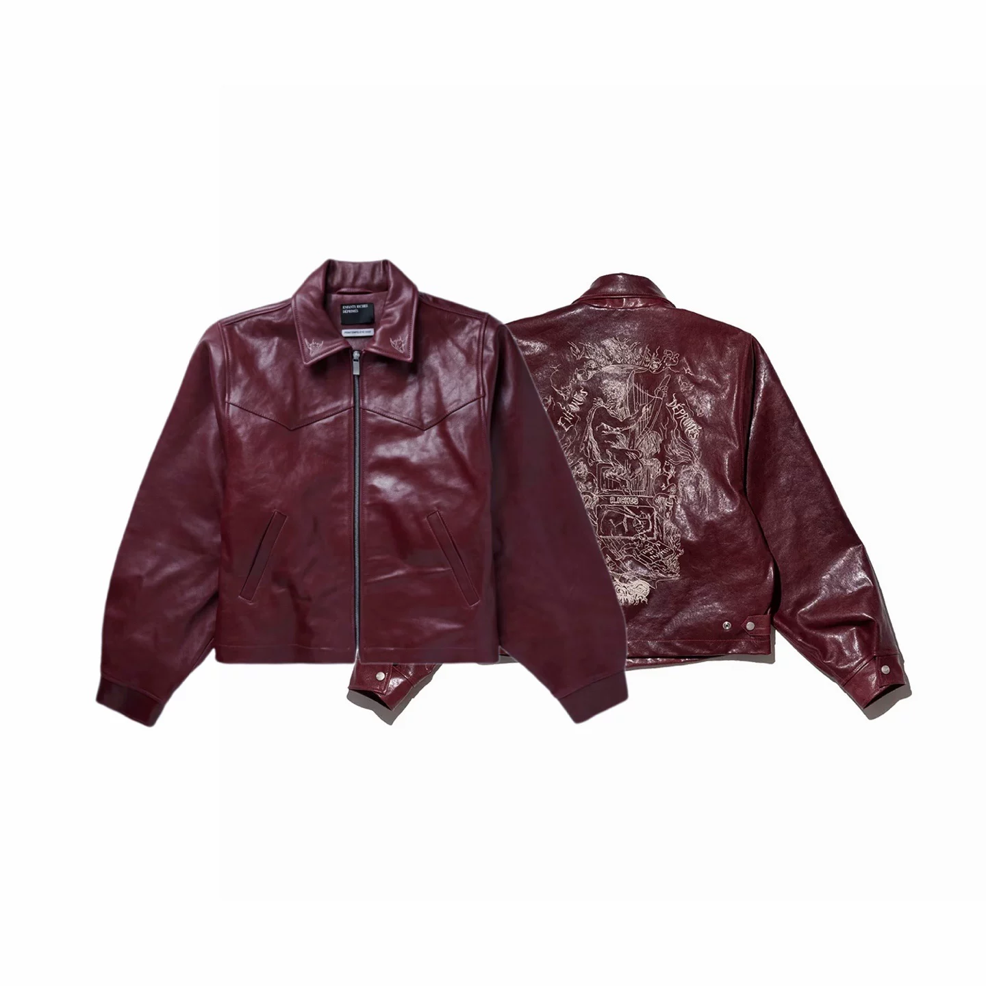 Enfants Riches Deporimes Leather Jacket Embroidered Jacket Collar Coat Men and Women Melancholic Rich Second Generation