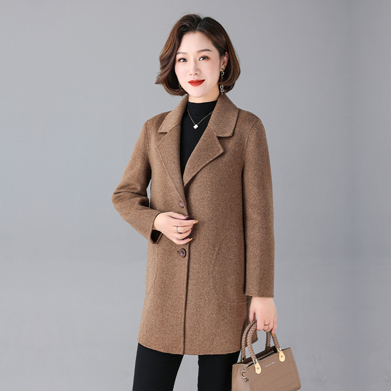 Elegant Double-sided Wool Cashmere Coat Women's Mid-length 2023 Autumn and Winter New Style Mother's Fashionable Wool Coat