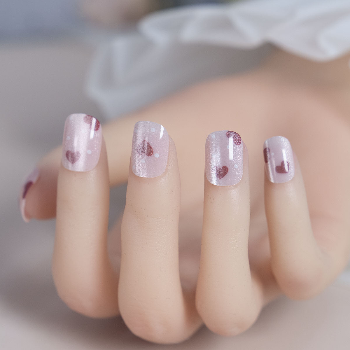 - Polka Dot Love Mix Cat Eye Wearable Manicure Hand Nail Patch Removable Nails Whitening Finished Product Wholesale