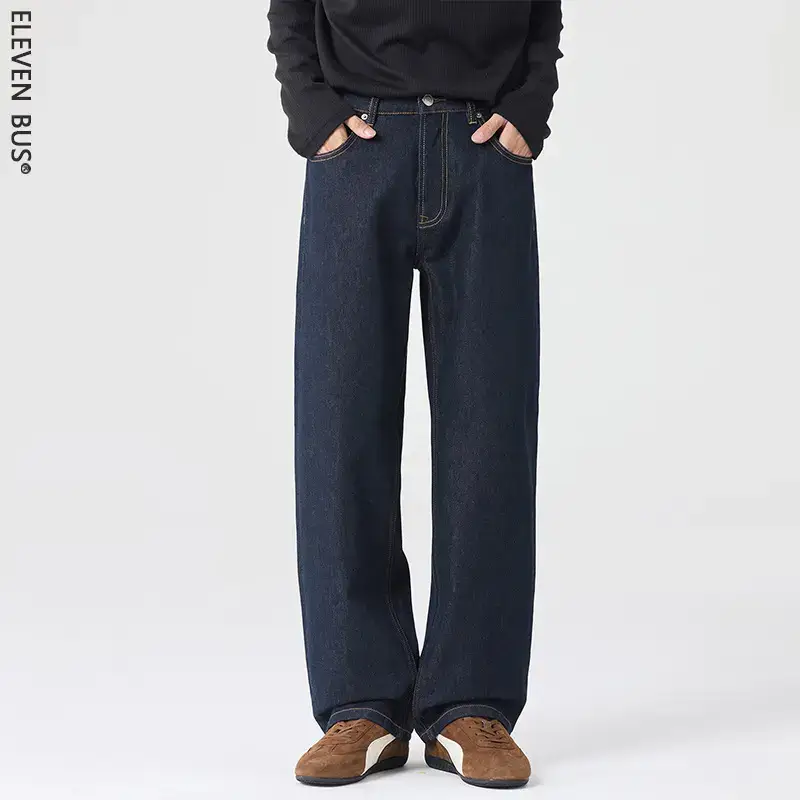 ELEVEN BUS Men's Dark Wash Denim Jeans