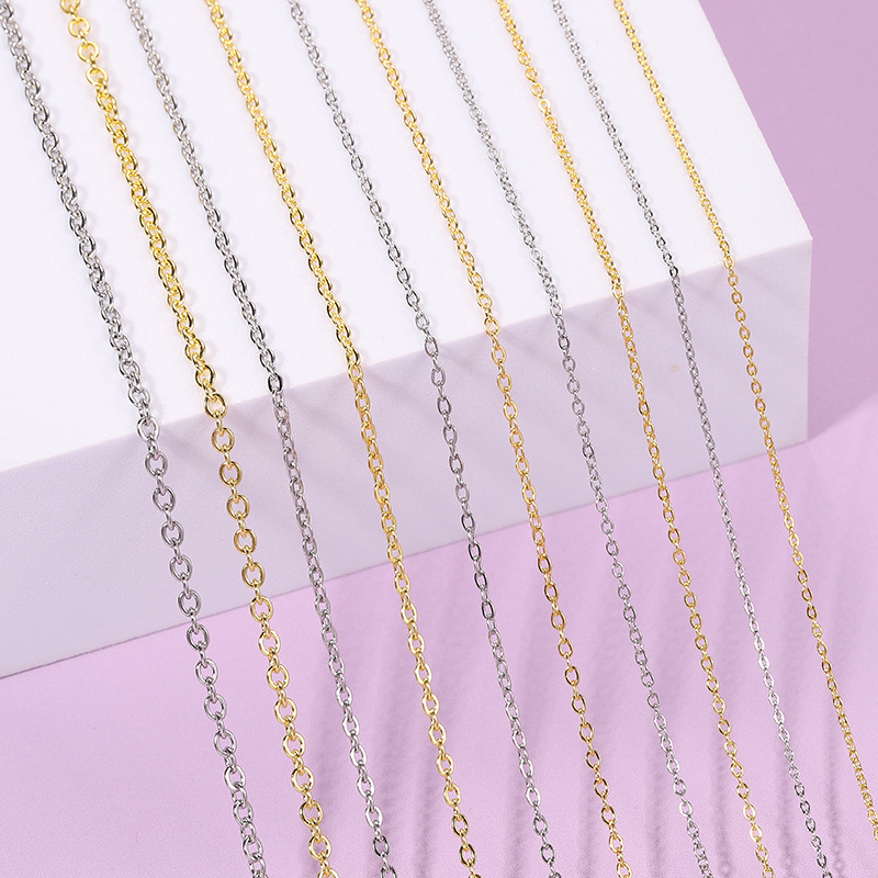 Multi-Size 304 Stainless Steel Flat Pressed Cross Chain DIY Jewelry Accessories Necklace Clothing Chain Nail Chain Wholesale